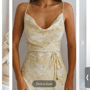 Selfie Leslie Sweet Memories CowlNeckline Slip Dress Vintage Floral Print Yellow